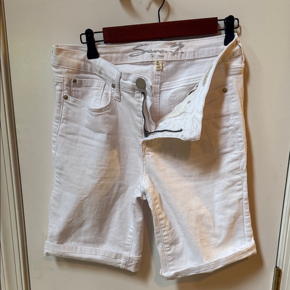 Seven7 Women's Classic White Jean Shorts